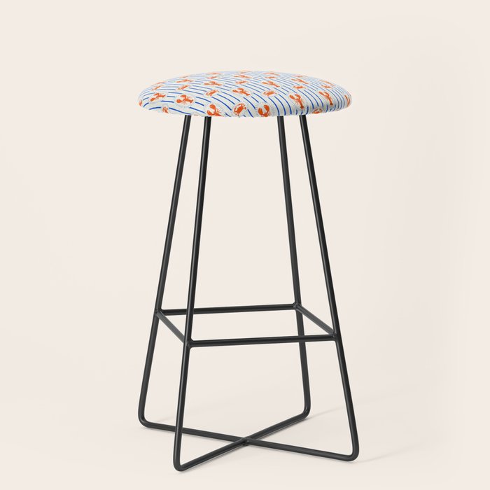 Vintage lobster crab stripe art pattern Stool Gallery Image 1
