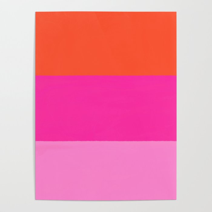 Sunset, Pink and Orange, Painterly, Freehand, Stripes Poster Gallery Image 1