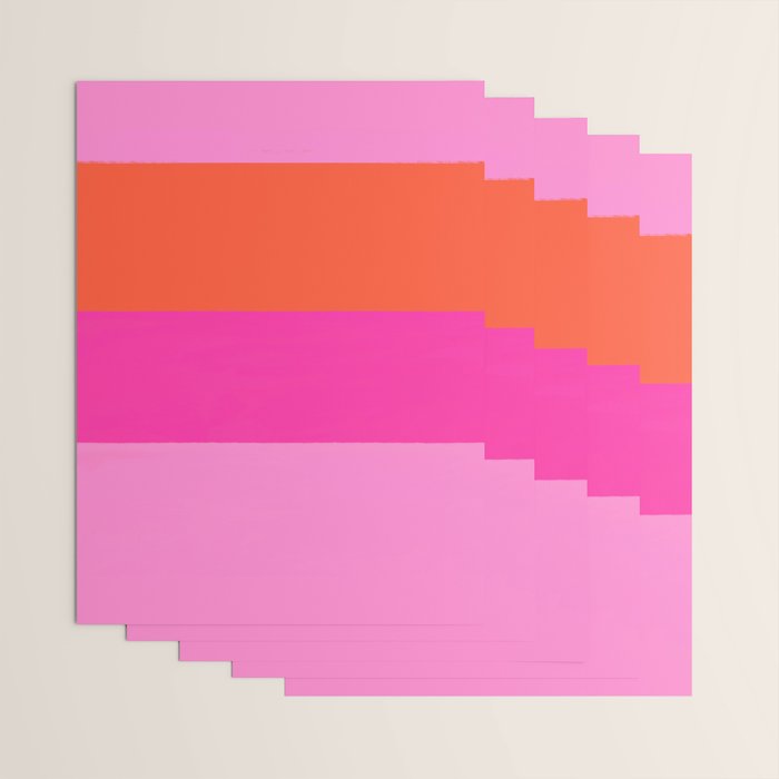 Sunset, Pink and Orange, Painterly, Freehand, Stripes Wrapping Paper Gallery Image 3