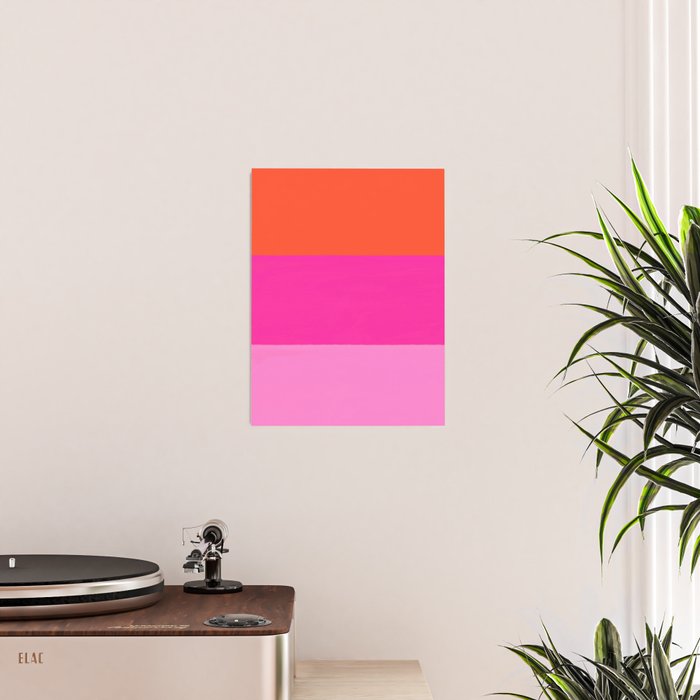 Sunset, Pink and Orange, Painterly, Freehand, Stripes Poster Gallery Image 2