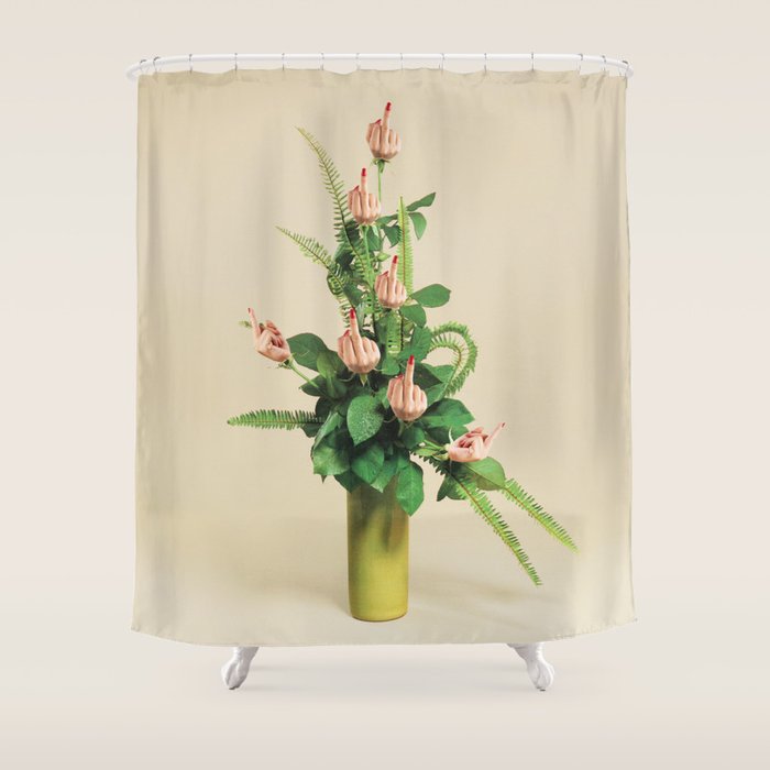 F U Bouquet - Rude Plant / Middle finger Shower Curtain Gallery Image 1