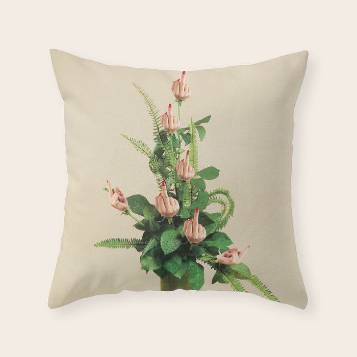 F U Bouquet - Rude Plant / Middle finger Throw Pillow Gallery Image 6