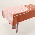 Geometric Lines in Terracotta Rose Gold 19 (Rainbow and Lines Abstraction) Tablecloth Gallery Image 1