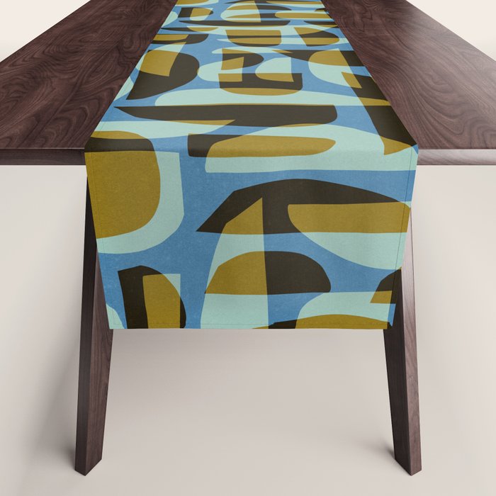 Simple Hand-cut Pattern #5 / Blue & Brown Table Runner Gallery Image 1
