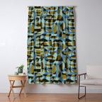 Simple Hand-cut Pattern #5 / Blue & Brown Window Curtain Gallery Image 5