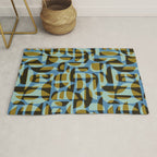 Simple Hand-cut Pattern #5 / Blue & Brown Rug Gallery Image 1