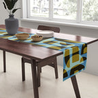 Simple Hand-cut Pattern #5 / Blue & Brown Table Runner Gallery Image 2