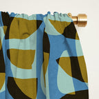 Simple Hand-cut Pattern #5 / Blue & Brown Window Curtain Gallery Image 2