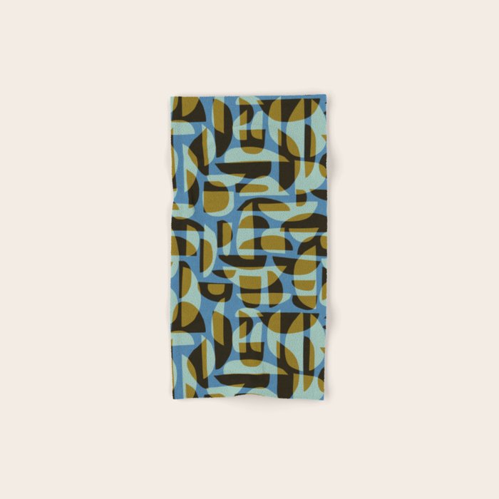 Simple Hand-cut Pattern #5 / Blue & Brown Bath Towel Gallery Image 1