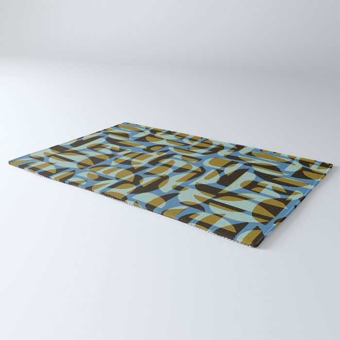 Simple Hand-cut Pattern #5 / Blue & Brown Rug Gallery Image 3