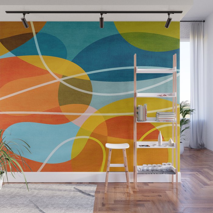 Colorful Red Yellow Modern Abstract Artwork Wall Mural Gallery Image 1