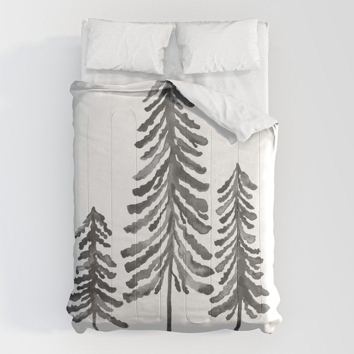 Pine Trees - Black Ink Comforter Gallery Image 6