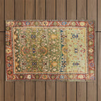 Antique Copper Green Abrashed Persian Rug Print Outdoor Rug Gallery Image 1