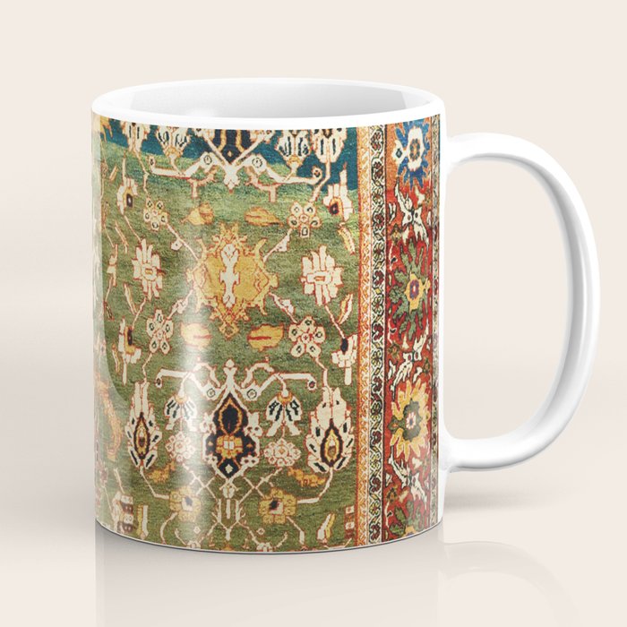 Antique Copper Green Abrashed Persian Rug Print Coffee Mug Gallery Image 1