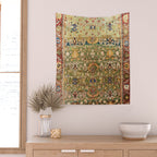 Antique Copper Green Abrashed Persian Rug Print Wall Tapestry Gallery Image 2