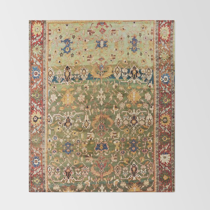 Antique Copper Green Abrashed Persian Rug Print Throw Blanket Gallery Image 2