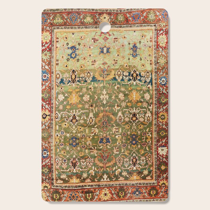 Antique Copper Green Abrashed Persian Rug Print Cutting Board Gallery Image 1