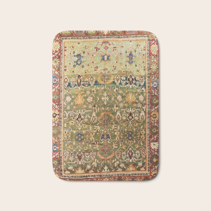 Antique Copper Green Abrashed Persian Rug Print Bath Mat Gallery Image 1