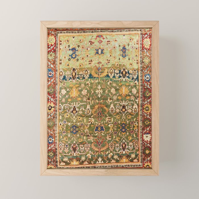 Antique Copper Green Abrashed Persian Rug Print Mini Art Print Gallery Image 1
