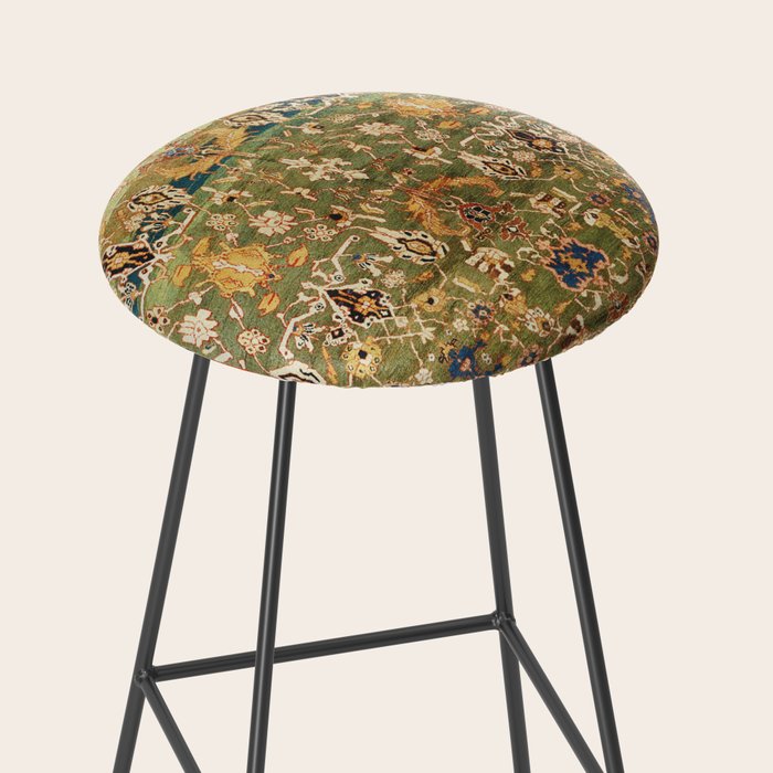 Antique Copper Green Abrashed Persian Rug Print Stool Gallery Image 2
