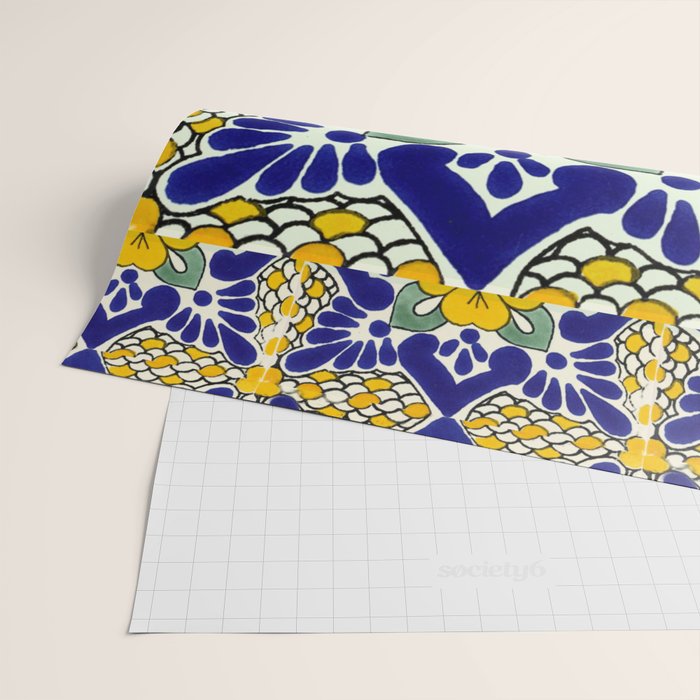 talavera mexican tile in yellow and blu Wrapping Paper Gallery Image 2