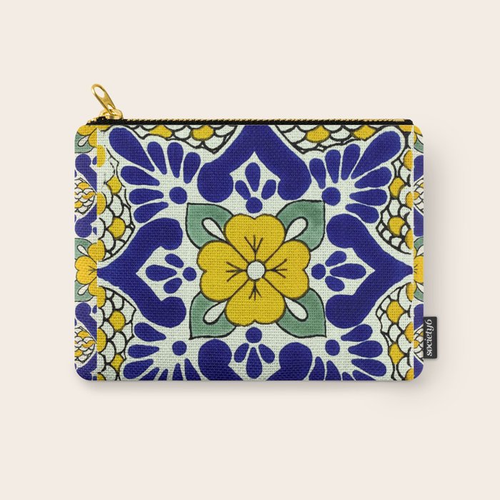 talavera mexican tile in yellow and blu Carry All Pouch Gallery Image 1