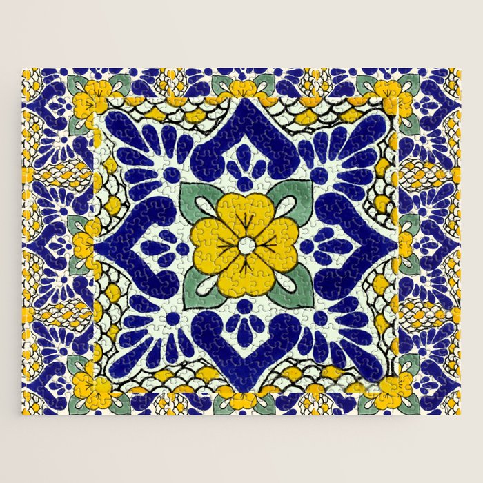 talavera mexican tile in yellow and blu Jigsaw Puzzle Gallery Image 1