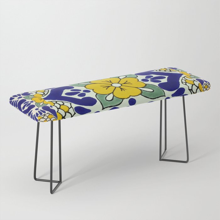 talavera mexican tile in yellow and blu Bench Gallery Image 1