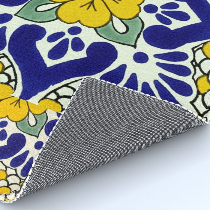talavera mexican tile in yellow and blu Rug Gallery Image 4
