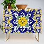 talavera mexican tile in yellow and blu Credenza Gallery Image 1