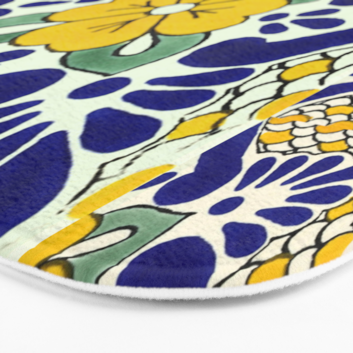 talavera mexican tile in yellow and blu Bath Mat Gallery Image 3