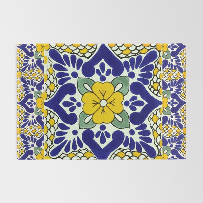 talavera mexican tile in yellow and blu Rug Gallery Image 2