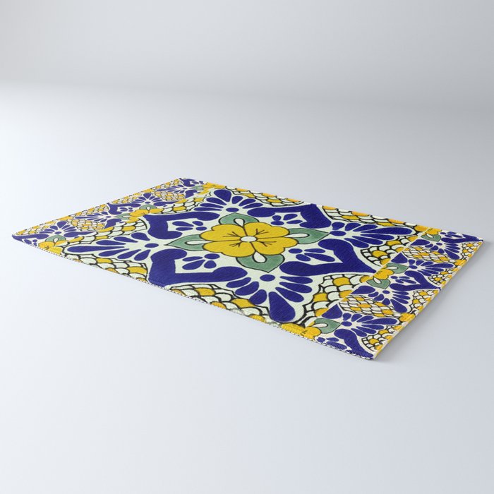 talavera mexican tile in yellow and blu Rug Gallery Image 3