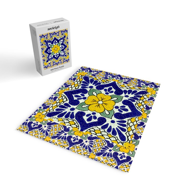 talavera mexican tile in yellow and blu Jigsaw Puzzle Gallery Image 2
