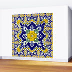 talavera mexican tile in yellow and blu Wall Mural Gallery Image 2