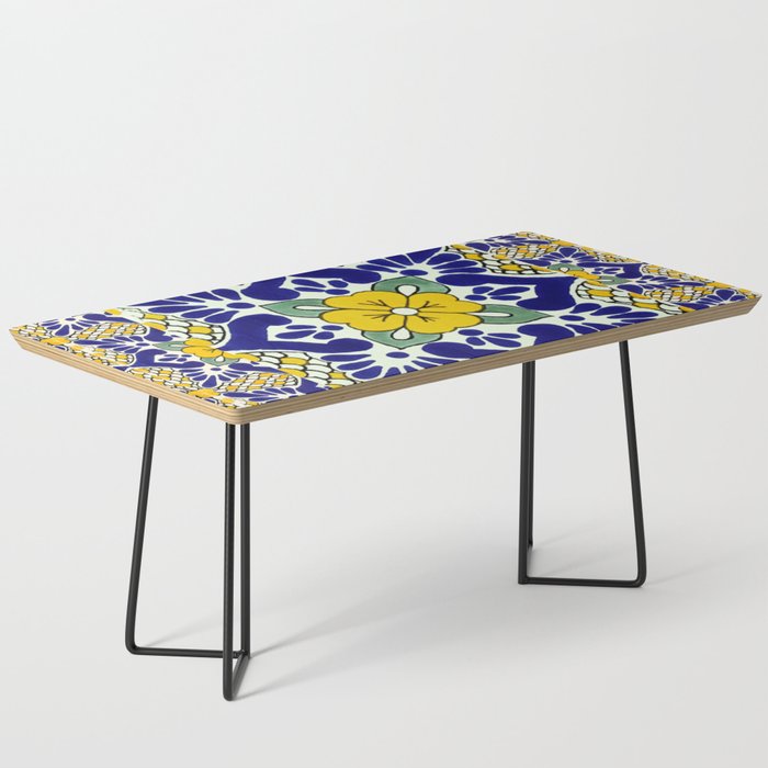 talavera mexican tile in yellow and blu Coffee Table Gallery Image 1