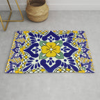 talavera mexican tile in yellow and blu Rug Gallery Image 1
