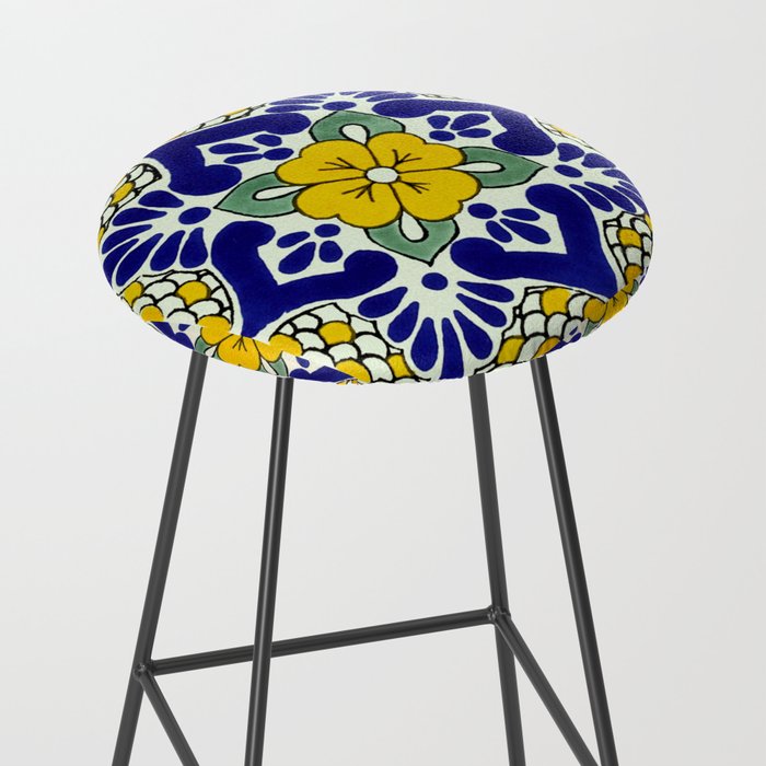 talavera mexican tile in yellow and blu Stool Gallery Image 2
