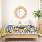 talavera mexican tile in yellow and blu Duvet Cover Gallery Image 3