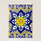 talavera mexican tile in yellow and blu Stationery Card Gallery Image 2
