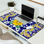talavera mexican tile in yellow and blu Desk Mat Gallery Image 2