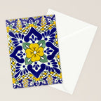 talavera mexican tile in yellow and blu Stationery Card Gallery Image 2