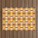 Retro 70s yellow brown ovals grid Outdoor Rug Gallery Image 1