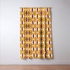 Retro 70s yellow brown ovals grid Window Curtain Gallery Image 3