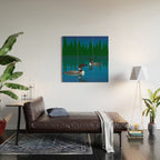 Loons in a Woodland Lake Wood Wall Art Gallery Image 2