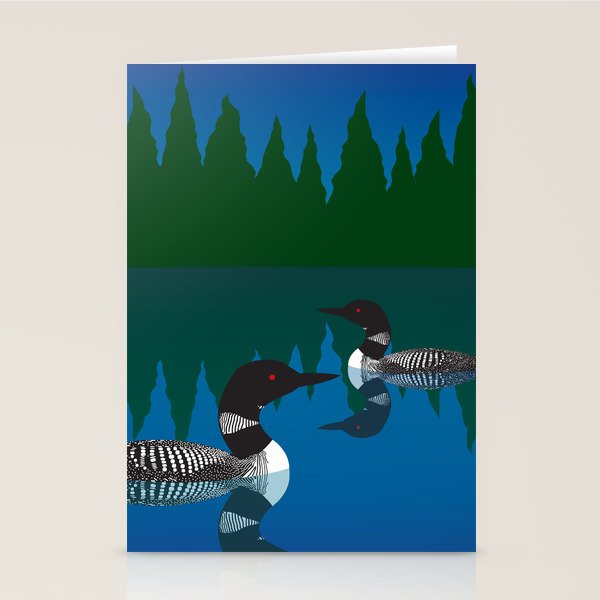 Loons in a Woodland Lake Stationery Card Gallery Image 1