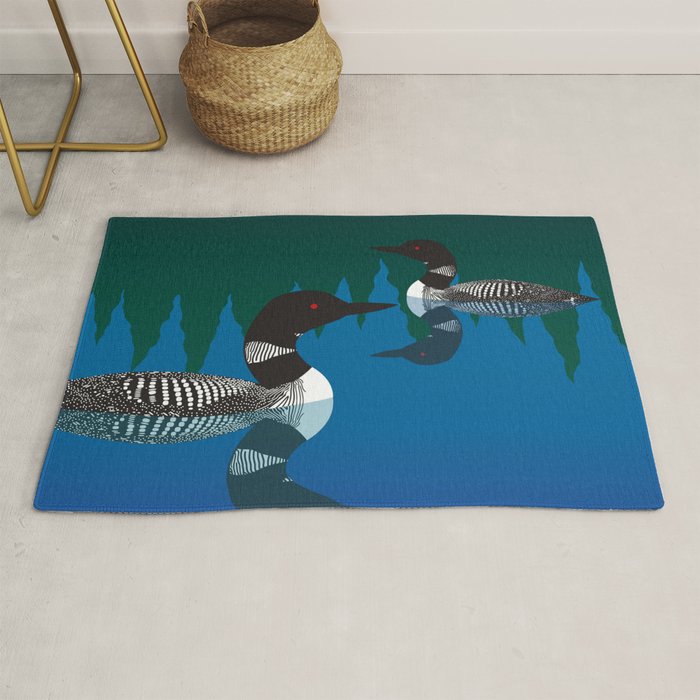 Loons in a Woodland Lake Rug Gallery Image 1