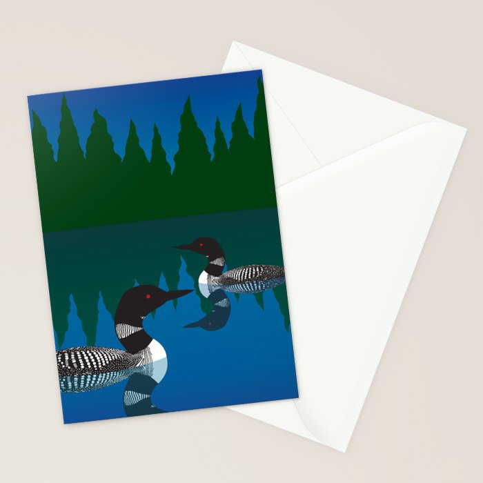 Loons in a Woodland Lake Stationery Card Gallery Image 2