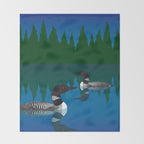Loons in a Woodland Lake Throw Blanket Gallery Image 2