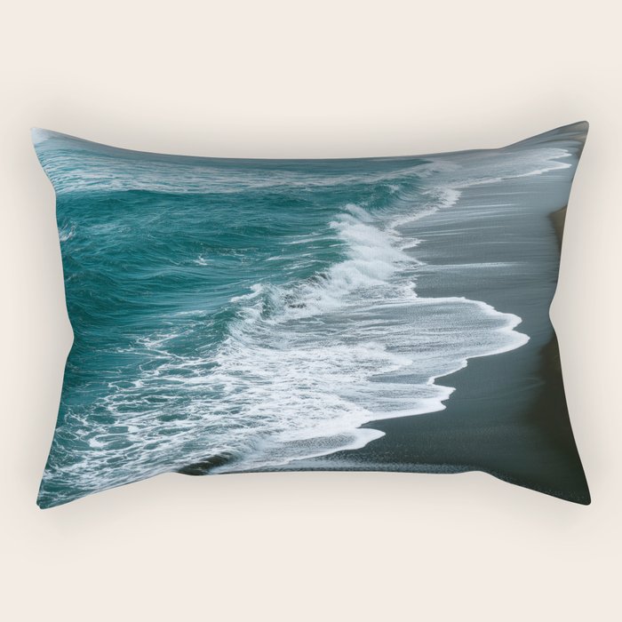Misty Shoreline - Moody Ocean Photography Print Rectangular Pillow Gallery Image 1